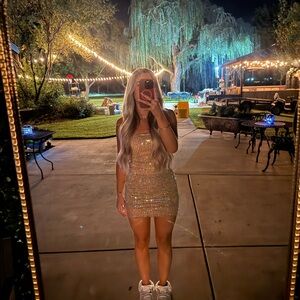 Oh Polly Gold Sequin Mini Dress